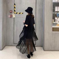 纯色網紗中長T