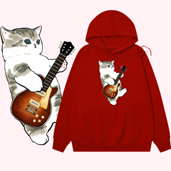 【純棉】吉他貓連帽衫