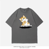 【100%純棉】彈琴貓短T