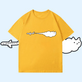 【100%純棉】飛機貓雲短T