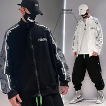 韓版腰果花拼接棉質休閒外套