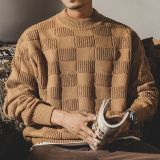 復古素色棋盤格毛衣