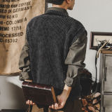 素色針織馬甲襯衫兩件套