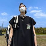 純棉 拼色字母寬鬆背心