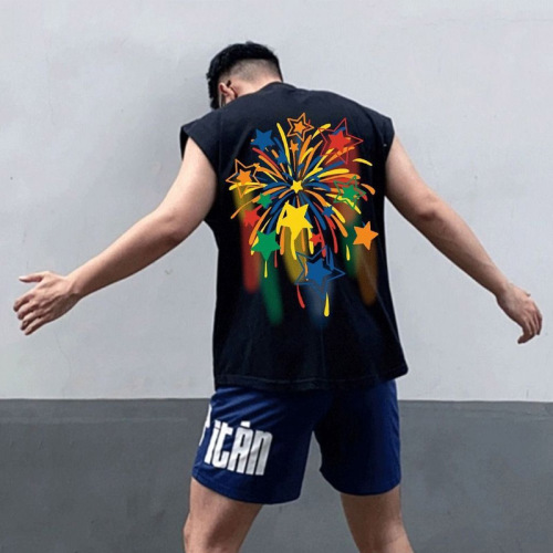 純棉 炫彩煙花寬鬆背心