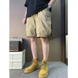 素色大口袋工裝短褲