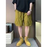 素色大口袋工裝短褲