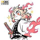 純棉 鬼滅之刃 簡筆杏壽郎寬鬆短T