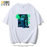 純棉 貓吉拉落肩短T