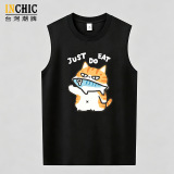 240克純棉 JUST DO EAT 吃魚貓背心 五件NT$1603