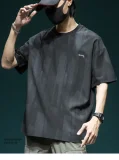 冰絲涼感短袖T卹男士夏季寬鬆大碼半袖薄款速乾圓領體卹