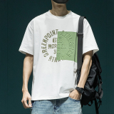 潮流拼色速乾冰絲棉短袖T卹立體字母設計感男士夏季休閒體卹