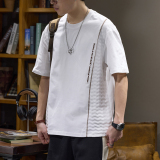 提花撞色潮牌短袖T卹男士夏季重磅百搭體卹