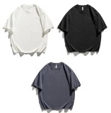 字母刺繡潮流設計感竹節棉短袖T卹男士夏季半袖寬鬆休閒體卹