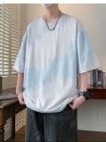 冰絲速乾印花T恤抗皺透氣耐磨設計感潑墨圖案短袖T恤