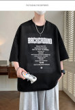 復古漸變做舊設計感短袖T卹男士夏季美式潮牌印花寬鬆體卹