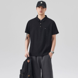 夏季重磅莫代爾短袖Polo衫日系簡約口袋修身翻領T卹男