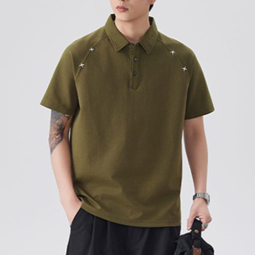 夏季重磅刺繡T恤男士港風簡約輕奢休閒微彈高級感Polo衫
