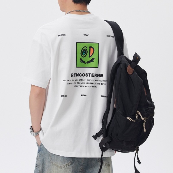 美式潮牌純棉刺繡印花T恤重磅水洗短袖夏季寬鬆圓領上衣