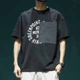潮流拼色速乾冰絲棉短袖T卹立體字母設計感男士夏季休閒體卹