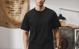 美式復古重磅T恤短袖Polo衫寬鬆硬漢亨利衫體恤