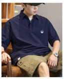 簡約刺繡設計感Polo衫男士夏季寬鬆戶外速乾翻領T卹