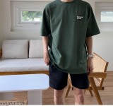 韓版寬鬆休閒男士短袖T恤字母印花純棉圓領半袖體恤上衣
