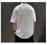 春夏季美式重磅簡約純棉T卹男士戶外寬鬆日常百搭短袖上衣