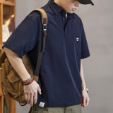 簡約刺繡設計感Polo衫男士夏季寬鬆戶外速乾翻領T卹