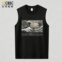 【純棉】 哥吉拉VS貓寬鬆背心