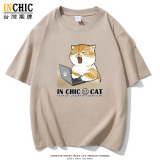 【純棉】哈欠工作貓寬鬆短T