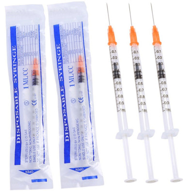 1ml medical disposable syringe with needle for vaccine injection