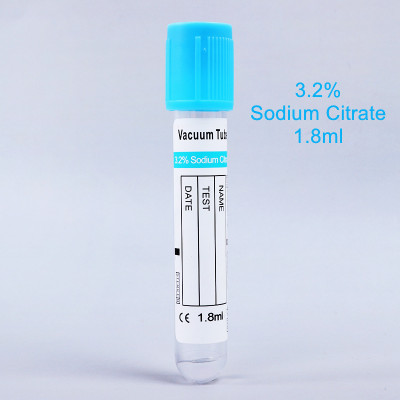 1.8ml 3.2% Sodium Citrate Vacutainer Vacuum Blood Collection Tube