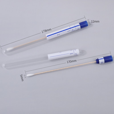 Rayon Tip Sterile Disposable Specimen Collection Sampling Swab Sticks 178mm with Tube