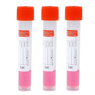 Pink Liquid Virus Specimen Collection Tube VTM 10ml containing 3ml