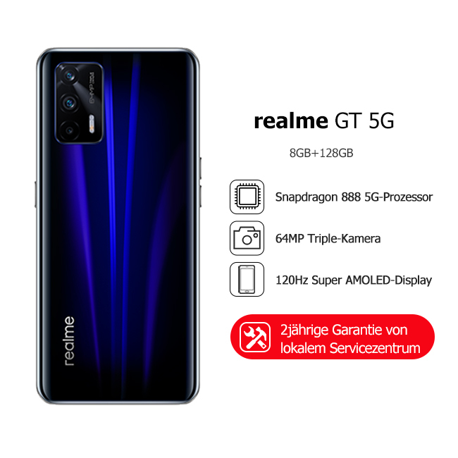 Realme GT 5G Handys 6.43 FHD + Snapdragon 888 Octa Core NFC Android 11  Smartphone 4500mAh batterie 64MP AI Triple Kameras - lifeinboxs.de