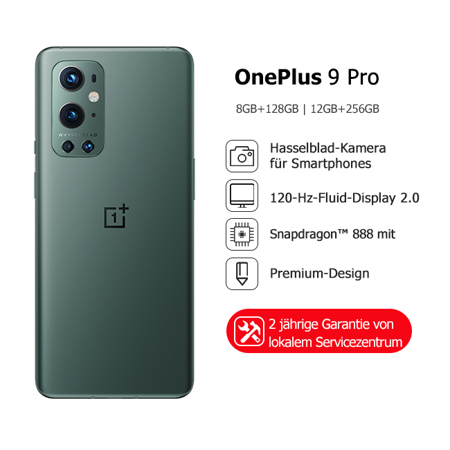 OnePlus 9 Pro - Smartphone 8GB 128GB CN Version Globale Rom Snapdragon 888 120Hz flüssigkeit Display 2,0 Hasselblad 50MP Ultra-Breite 5G NFC
