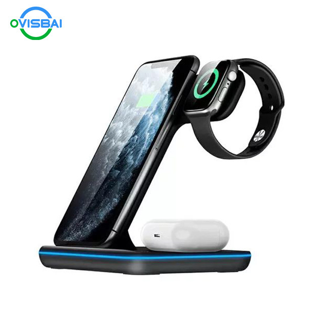 OVISBAI Wireless Charging Station for Apple Products, 3 in 1 Wireless Charger Stand Portable for Apple Watch 7/6/SE/5/4/3/2, iPhone 13 12 11 Pro Max/SE/X/XS/XR/8, AirPods Pro/3/2