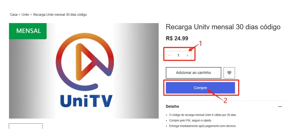 comprar recarga unitv