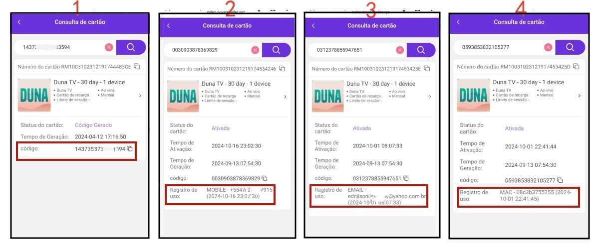 código de recarga duna tv