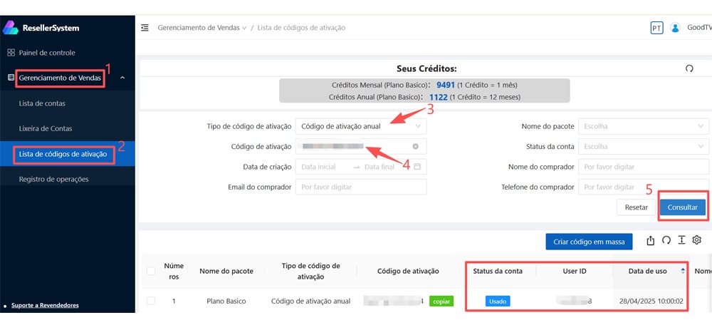 código de recarga unitv