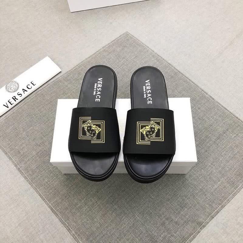 black and gold versace slippers