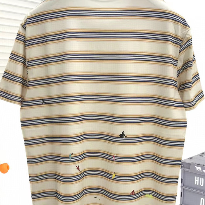 NIGO Printed Letter Crew Neck Cotton Striped Short Sleeve T-Shirt #nigo54566