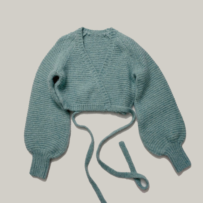 NIGO Lantern Sleeve Short Knitted Lace-Up Sweater Cardigan Coat #nigo59292