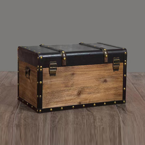 NIGO Mahogany Hard Case Leather Handle Tea Table Storage Box #nigo9754
