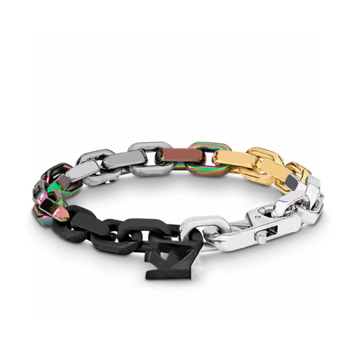 Letter Refined Steel Multi-Color Necklace Bracelet Accessories Jewelry #nigo82654