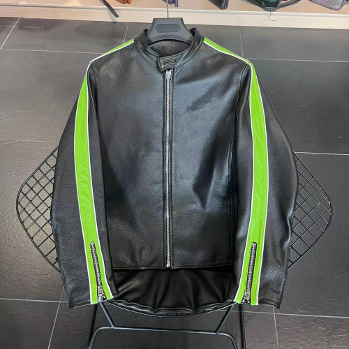 Zipped Leather Jacket Coat #nigo4993