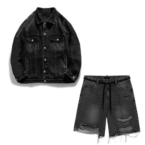 Denim Shorts Perforated Jacket Set Pants Suit #nigo56397