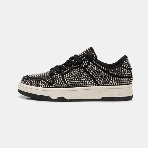 Low-Top Trainer With Sparkling Crystals Sneakers Shoes #nigo6523