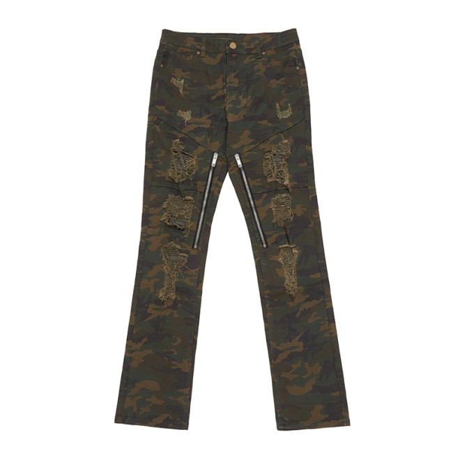 NIGO Camo Damaged Straight Jeans Pants #nigo5793